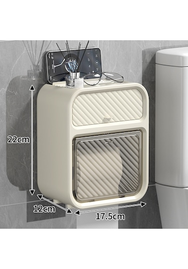 Skycity Duvar Takılı Su Geçirmez Tuvalet Kağıdı Kutusu - Delme Yok Kurulum, Dayanıklı Malzeme, Ev Ofis Mutfak Kullanıma Uygun Beyaz Diğer