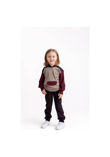Oliventhekid Kahverengi Üç Renkli Modal Unisex Çocuk Takım Kahverengi