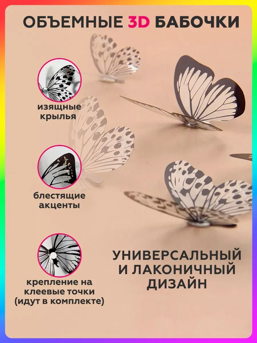 0'stickers 3d Dekoratif Kelebek Duvar Dekoratif Çıkartmaları 175691580 Siyah