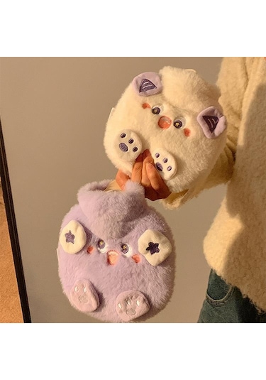 Sevimli Küçük Canavar Peluş Su Dolu Sıcak Su Şişesi-mor