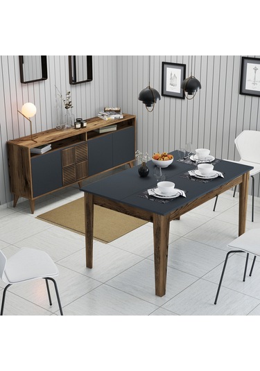 Milan Yemek Odası Takımı - Ceviz / Antrasit