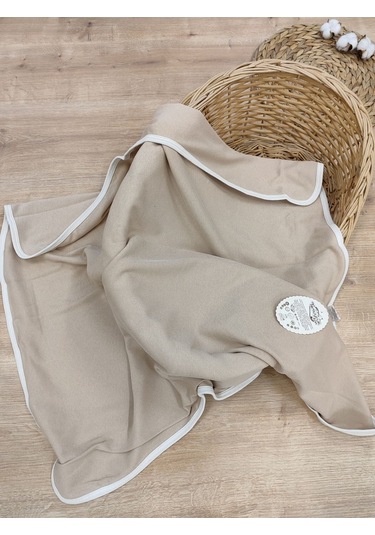 %100 Pamuklu & Mevsimlik Bebek Battaniyesi - Kahverengi & Ayıcık Nakışlı Bebek Örtüsü 80x90 Cm Kahverengi