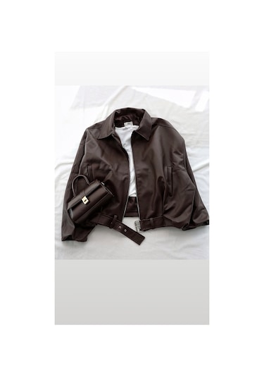 Prifaldi Oversize Bomber Deri Ceket Kahverengı