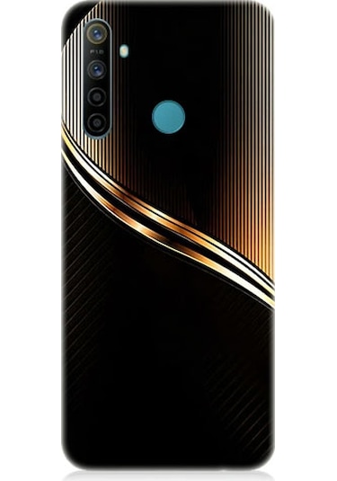 Realme 5i Uyumlu Altın Şerit Desenli Silikon Kılıf