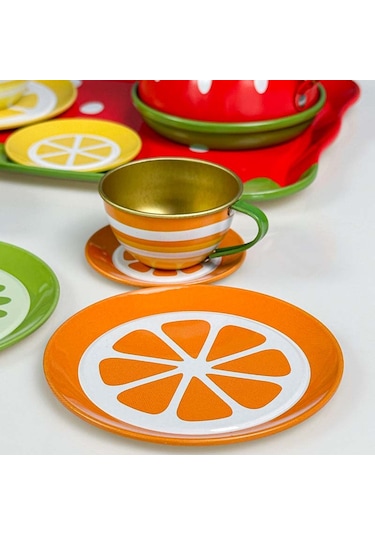 18 Parça Metal Oyuncak Çay Seti