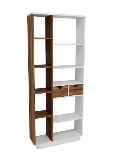 Arnetti Luma 10 Raflı Dolaplı Kitaplık Beyaz Ceviz