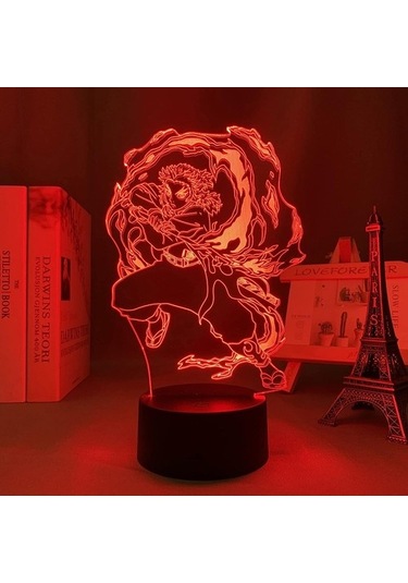 Goldenqian Anime 3d Işık Demon Slayer Kyojuro Rengoku Yatak Odası Dekoru Için Gece Lambası Odası Dekor Hediye Manga Led Lamba Kimetsu Hiçbir Yaiba Xr9m1x Siyah