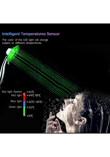 Lemestar Rgb Renkli Led Duş Başlığı, Su Akışı İle Çalışır, Sıcaklık Sensörlü Yeşil-mavi-kırmızı , Renkli Duş Deneyimi Diğer