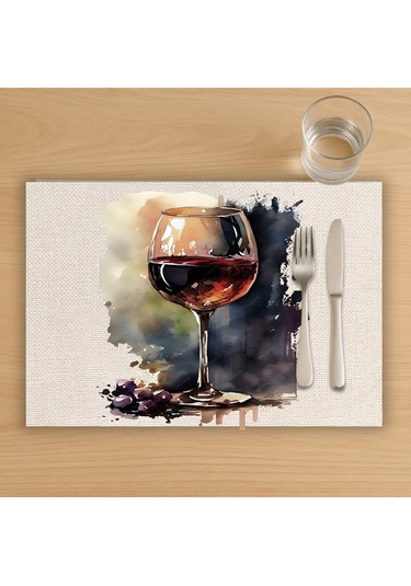 Kadeh Tasarımlı Amerikan Servis, Tabak Altlığı & Şık Masa Dekoru, Ev Hediyesi, 2 Adet Krem