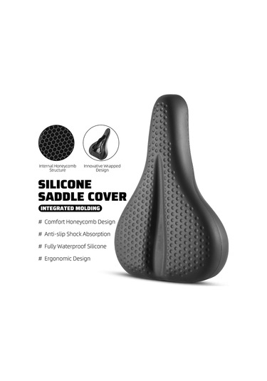 Ximistore9 Bisiklet Silikon Sürüş Koltuğu Kılıfı - Esnek, Rahat Ve Titreşim Önleyici Tasarım Siyah