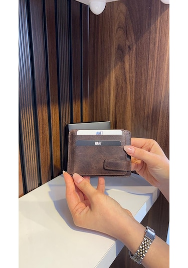 Mft Leather Design Hakiki Deri Mıknatıslı Kartlık Mona 1103 Kahverengi