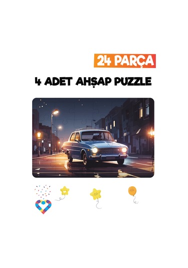 Ahşap Çocuk Puzzle 24 Parça 4 Adet-4