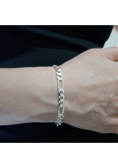 925 Ayar Gümüş Figaro Model Erkek Bileklik 5.5  Mm