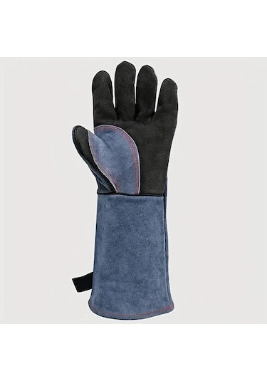 Willowhaven Siyah Gri Dayanıklı Deri Bbq Eldiveni Isıya Dayanıklı Isırmaya Karşı