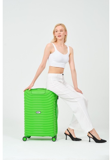 Keo-plus Yeşil Orta Boy Silikon Kırılmaz Pp Valiz Siyah