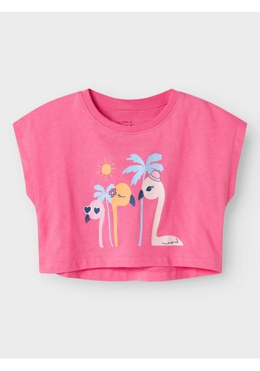 Name It Nmfvıima Capsl Kız Çocuk Crop T-shirt 13228148 Pembe