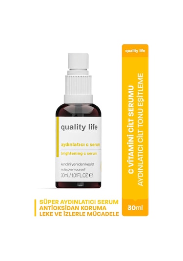 Quality Life Aydınlatıcı ve Cilt Tonu Eşitleyici Vitamin C Serum 30 ML