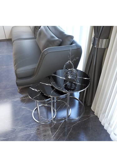 Zigon sehpa,metal zigon sehpa,servis sehpası,çay zigon sehpası,3'lü zigon sehpa,kaliteli sehpa  Renk MERMER DESEN