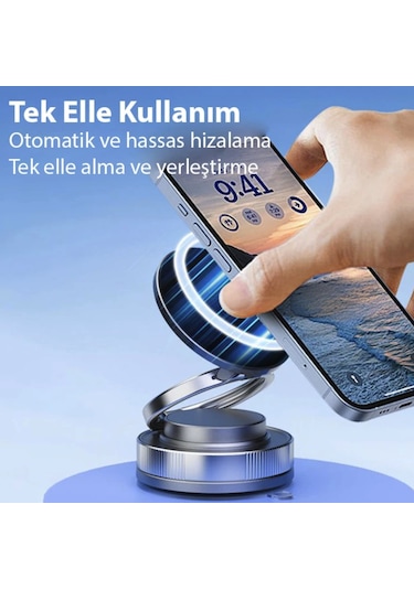 Mıknatıslı Çok Güçlü 360 Derece Araç İçi Telefon Tutucu Esnek Kullanım Alanı Magsafe Uyumlu