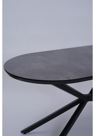 Bohem Metal Polo Boyalı Mdf Lak Panel Yemek Masa Takımı 90x170 Siyah