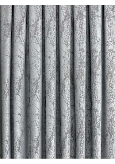 Velar Soft Buz Mavisi/gri Fon Perde Tek Kanat 1/3 Sık Pile Buz Mavi