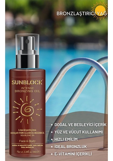 Sunblock Nemlendirici ve Bronzlaştırıcı Yağ 100 ML