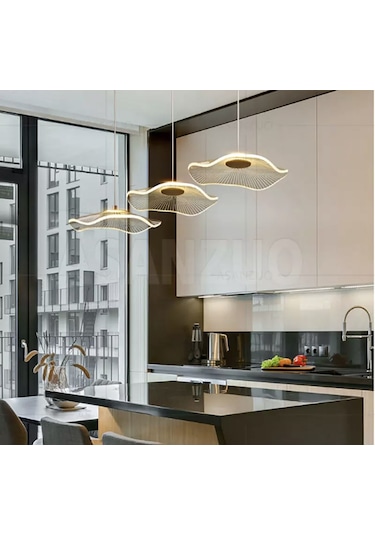 Burenze Burenze Luxury Exclusive Üçlü Sıralı Sarkıt Led Avize Jellyfish Gold Sarı Ledli Avize -burenze2022-7 Gold Sarı