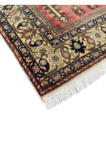 El Dokuma Eskitme Bünyan Halısı Seccade 100x145 Kiremit Namazlık Yün Kiremit