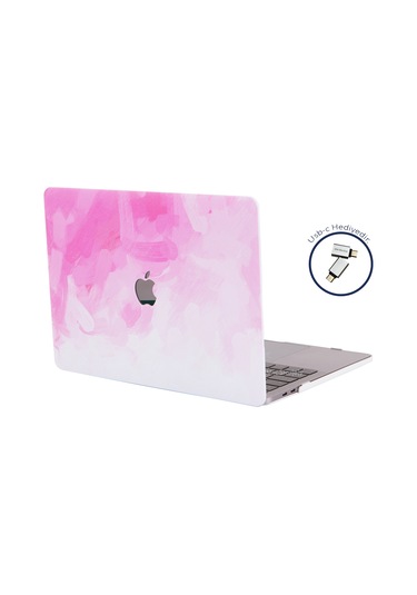 Macbook Air Kılıf 13.6 İnç M2-m3, Paint02 Touchıd'li Air M2-m3 A2681 A3113 İle Uyumlu Pembe