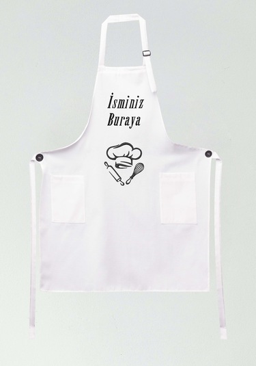Mutfak Önlüğü Kişiye Ve İsme Özel Nakışlı Mutfak Önlüğü Şef 2 Farklı Renkler Beyaz