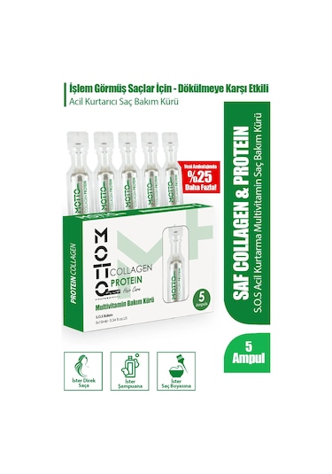 Motto Plus Professional İşlem Görmüş Saçlar Için Dökülmeye Karşı Etkili Acil Kurtarma Bakımı Saf Multivitamin 5'li Ampul