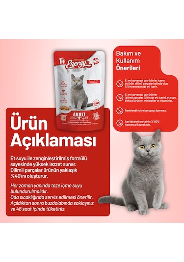 Sığır Etli Yetişkin Yaş Kedi Maması 85 G - 24 Adet
