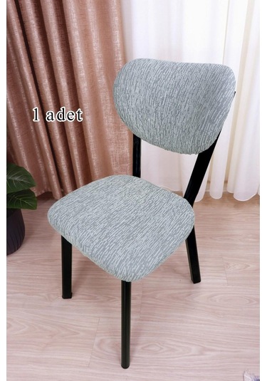 StarMall Bohem Jakarlı Sandalye Kılıfı Çubuk Desen 1 Adet Taş Gri