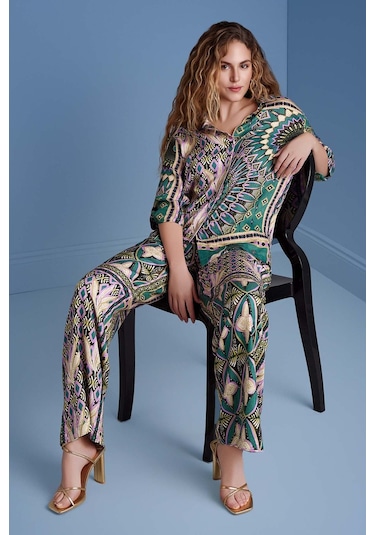 Gömlek Yaka Çok Renkli Desenli Gömlek Çok Renkli