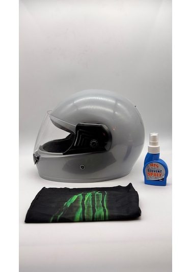 Jant Temizleyici + Buff + Motoneo Abs Fullface Kapalı Kask Gri - Siyah