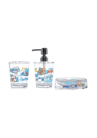 DENİZ DESEN 3 LÜ BANYO SETİ AKRİLİK Şeffaf