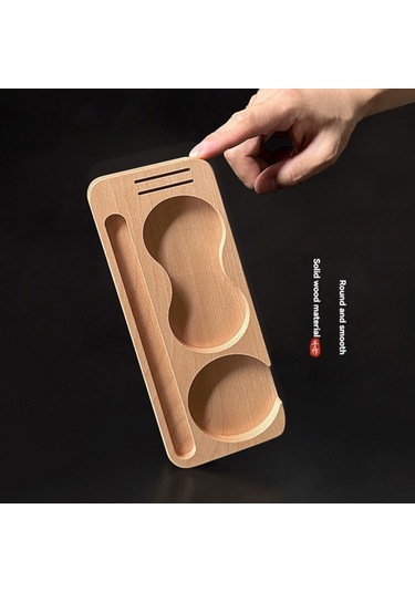 Geeroyoo 51mm Kahve Tamper Tutucu - Ahşap Sabit Platform, Toz Temizleme Kanalı Ve Metal Vuruş Kolu İle Entegre Depolama Fonksiyonu Ahşap