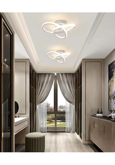 Modern Tasarım White Swan Plafonyer Led Avize Beyaz Gövde Salon Mutfak Hol Oturma Odası Avizesi Beyaz