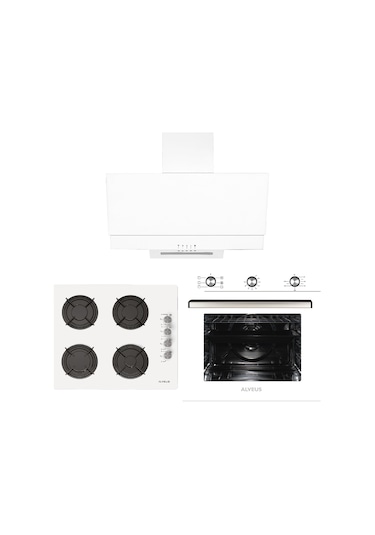 Alveus Gardenya MFA 614 - GLS 640 - F17 Beyaz Ankastre Set