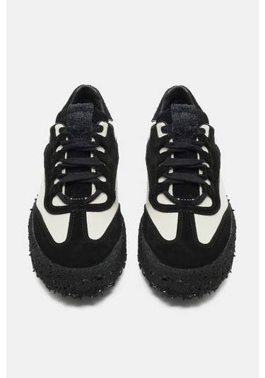 Rayn Kadın Siyah Beyaz Gerçek Süet Deri Sneaker Siyah Beyaz Siyah - Beyaz