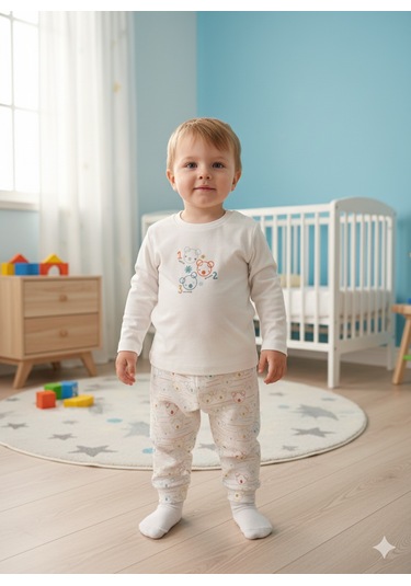 Baskılı Erkek Bebek 2'li Takım 6-36 Ay Kahverengi