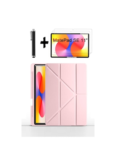 Huawei Matepad Se 11'' İnç 2024 Uyumlu Kalem Bölmeli Standlı Kılıf + Ekran Koruyucu + Kalem 3'lü Set