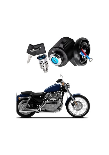 Junzhuodianpu Harley 883 Xl883 1995-2003 Motosiklet Aksesuarları İçin Anahtarlı Motosiklet Kontak Anahtarı Kilit Silindiri