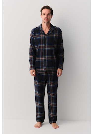 Suwen Matthew Erkek Maskülen Pijama Takımı Sh26300660b1352 Lacivert Ekose