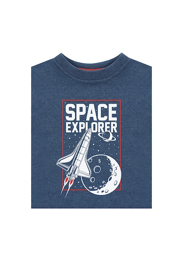 Denokids Uzay Kaşifi Erkek Çocuk İndigo Sweatshirt Renkli