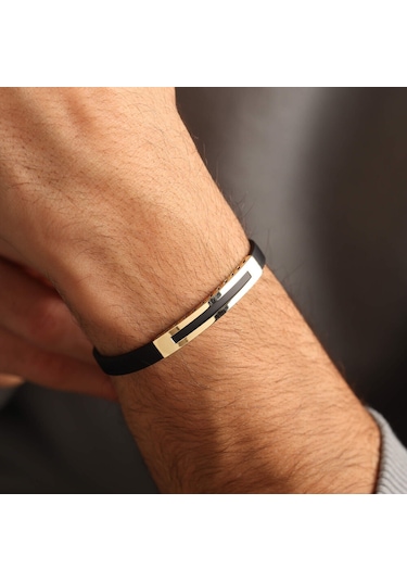 14 Ayar Altın Erkek Bileklik Social Sarı Altın