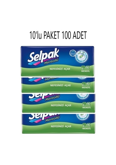 Selpak Mentollü Mendil 10 Lu Paket 10 Adet 100 Adet Açık Gri