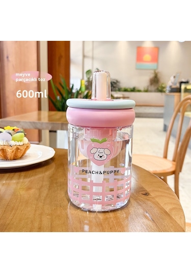 Çizgi Film Bulut Meyveli Plastik Bardak Pembe