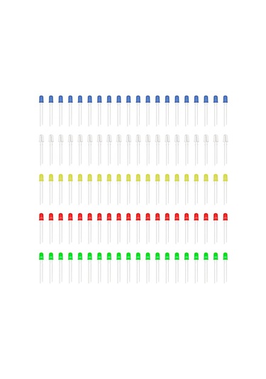 5 MM Led Seti 5 Renk Elektronik Işık Kaynağı Lamba Gösterge Uyarı Sinyali 100 Adet