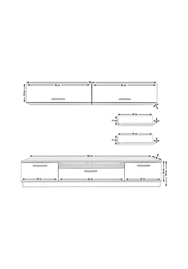 Decoraktiv Trendstyle 5 Slm Tv Ünitesi Tv Sehpası Beyaz - Siyah